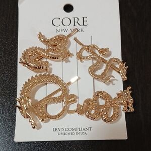 Womens Girls Gold Dragon Hair Clips